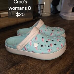 CROCS Light Blue Flamingo Clogs